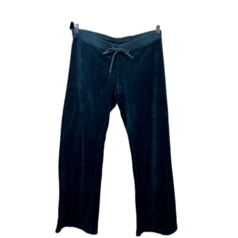 Vintage Juicy Couture Velour Track Pants Low Rise Wide Leg Teal